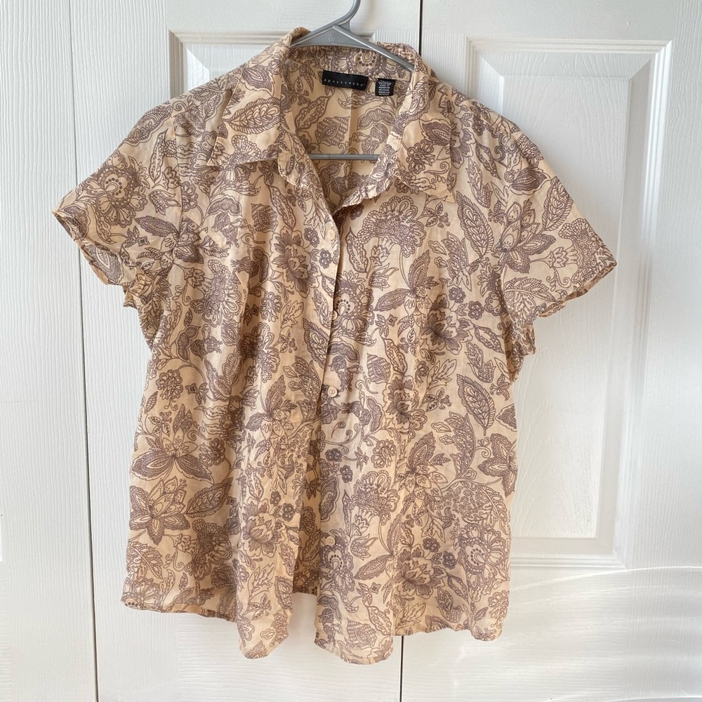 Tan Floral Buttoned Shirt